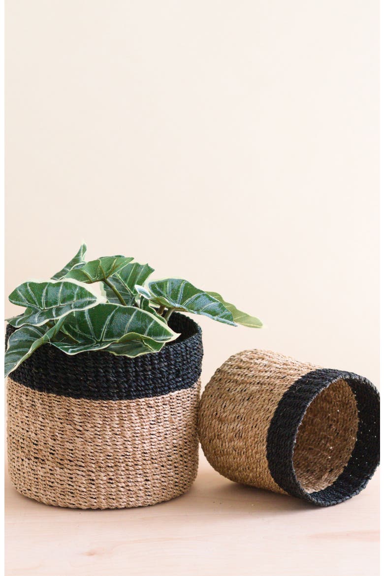 Square Tabletop Basket with Handles, Alternate, color, Natural