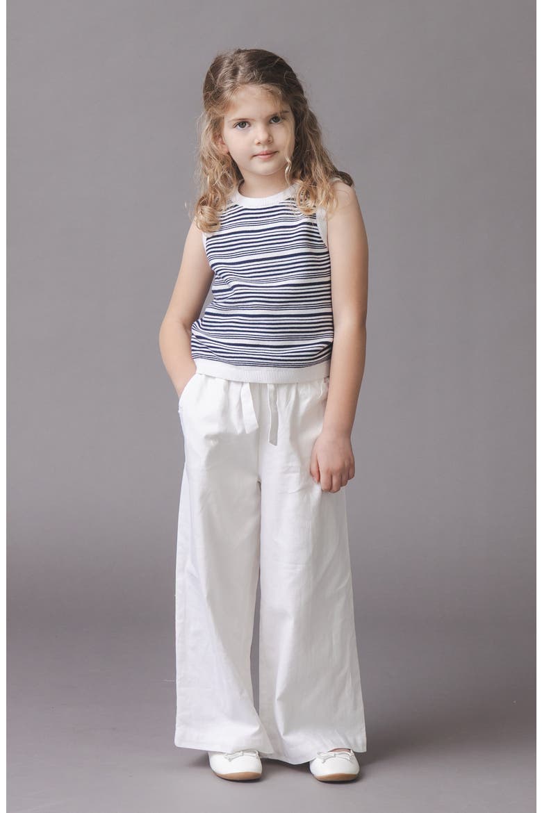 Kids' Linen Paper Bag Tie-Waist Pant, Alternate, color, White Linen