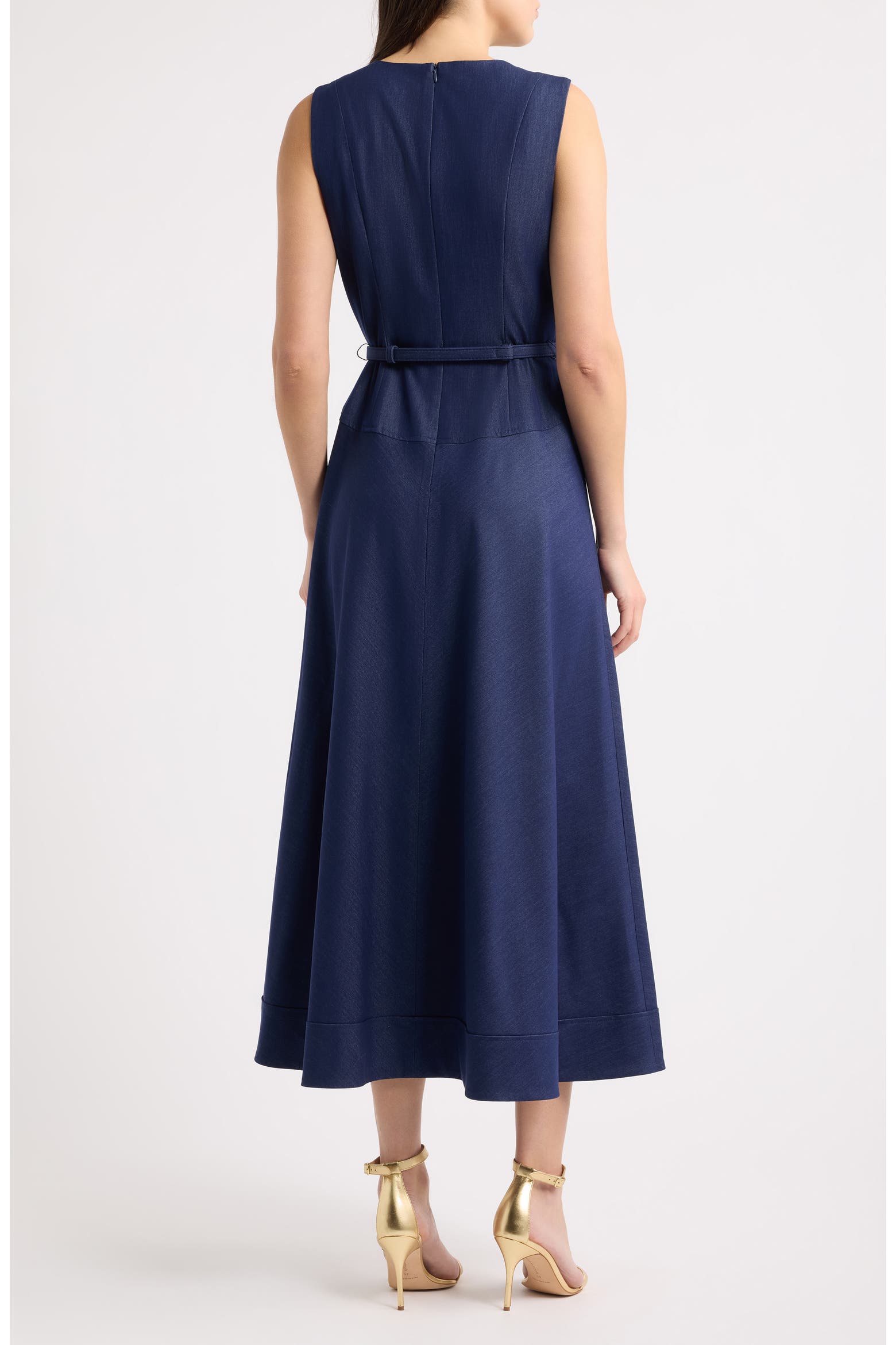 Drop Klein AK ANNE KLEIN Belted Drop Waist Midi Dress (Women) | Nordstrom