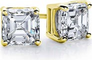 SUZY LEVIAN 14K Gold Plated Asscher-Cut White CZ Stud Earrings