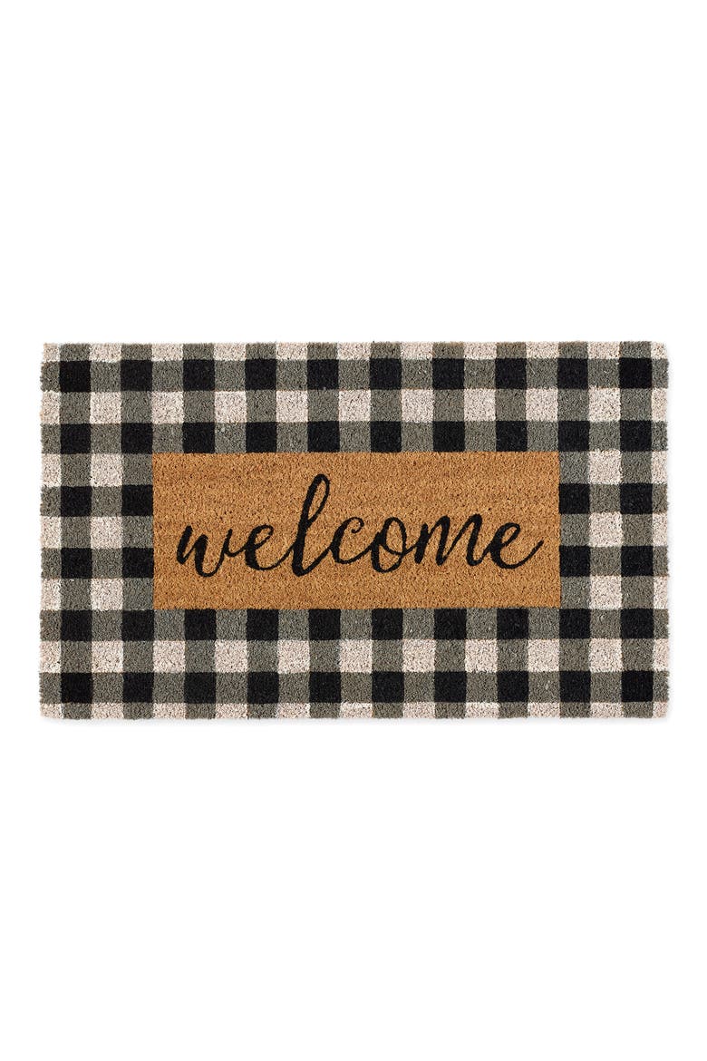 Checkers Welcome Doormat, Main, color, BLACK/ WHITE/ NATURAL