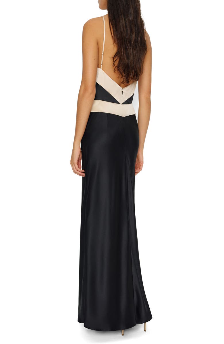 Reformation Jillian Halter Silk Dress, Alternate, color, Black
