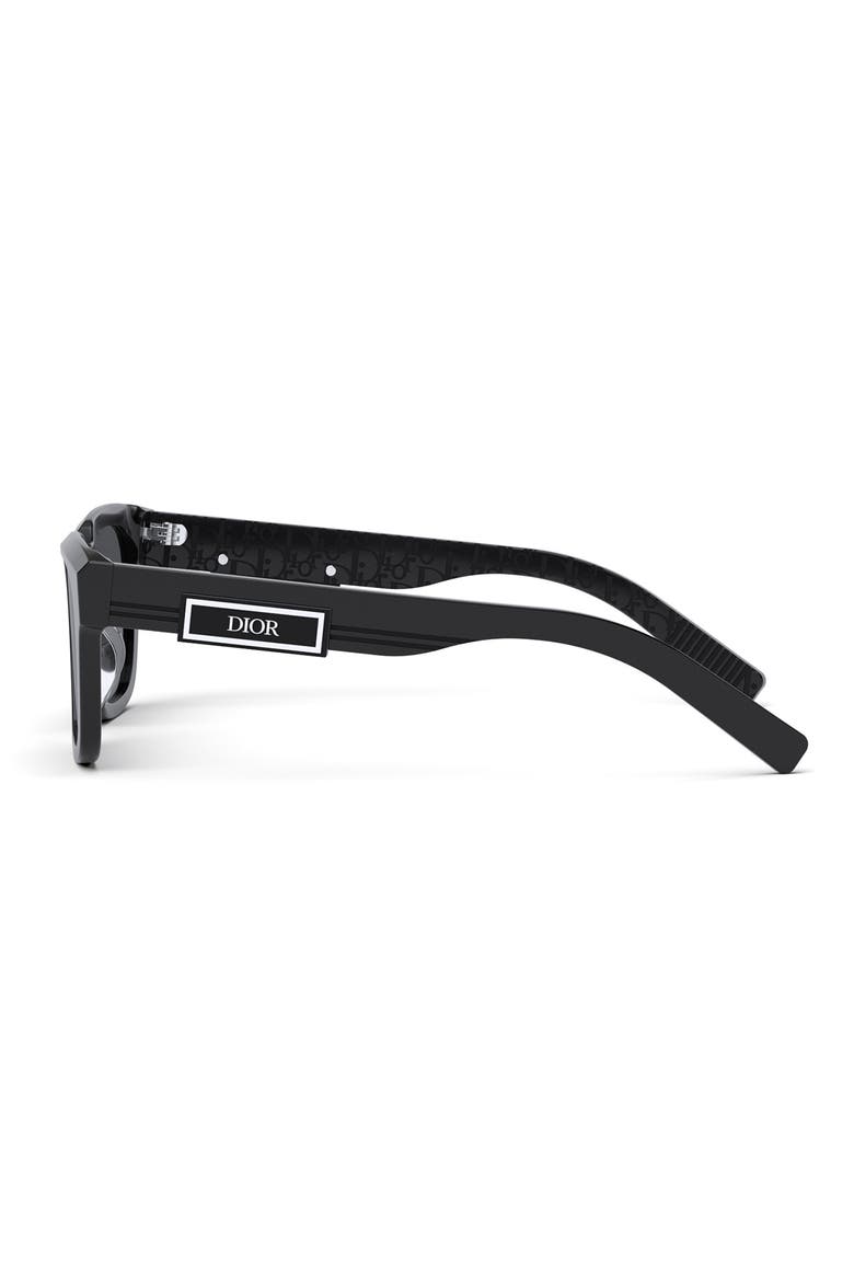 'DiorB23 S1I 53mm Rectangular Sunglasses, Alternate, color, SHINY BLACK / SMOKE