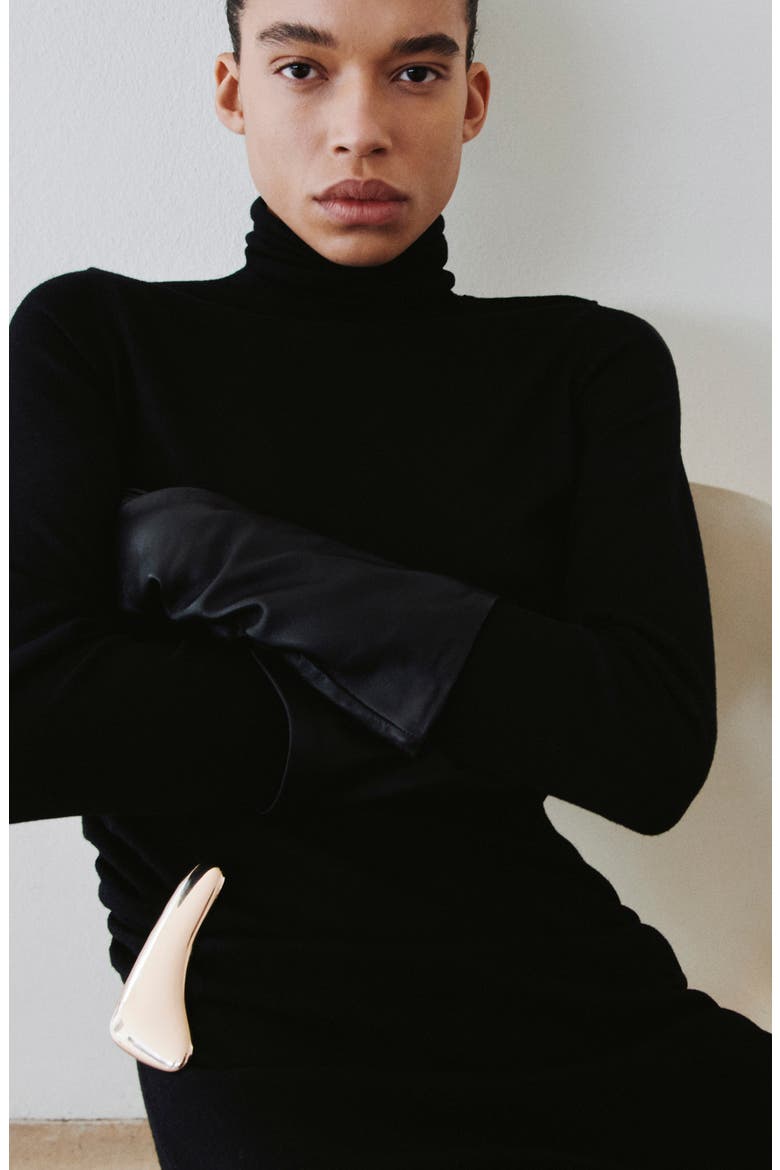 Turtleneck Long Sleeve Knit Dress, Alternate, color, BLACK