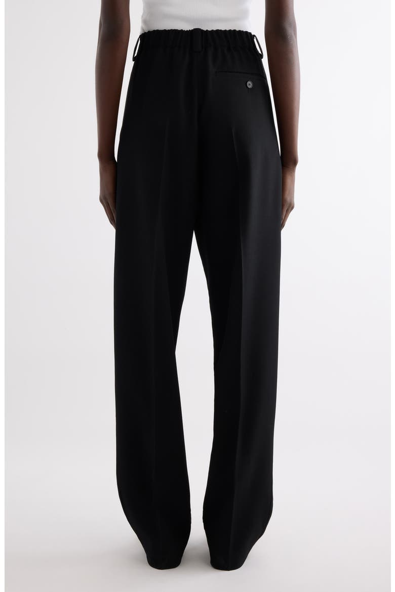 Double Pleat Low Waist Wool Grain de Poudre Pants, Alternate, color, BLACK