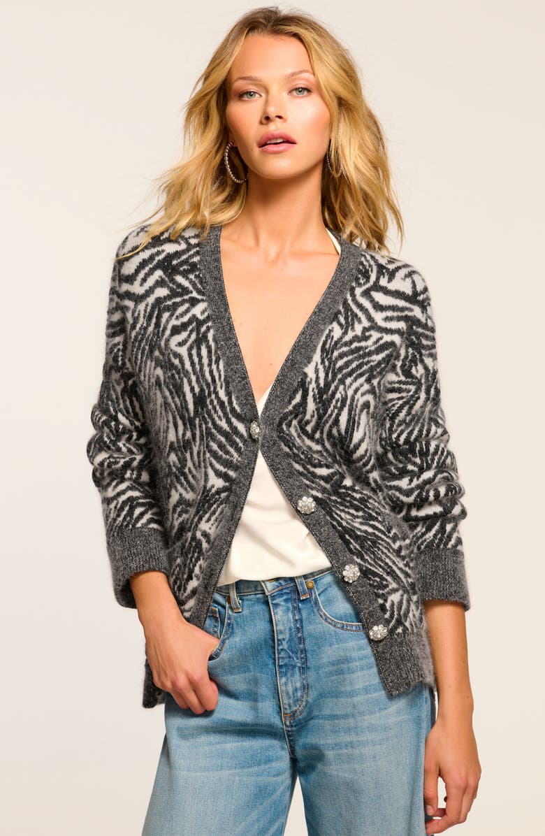 Ramy Brook Jelena Jeweled Button Cardigan, Alternate, color,