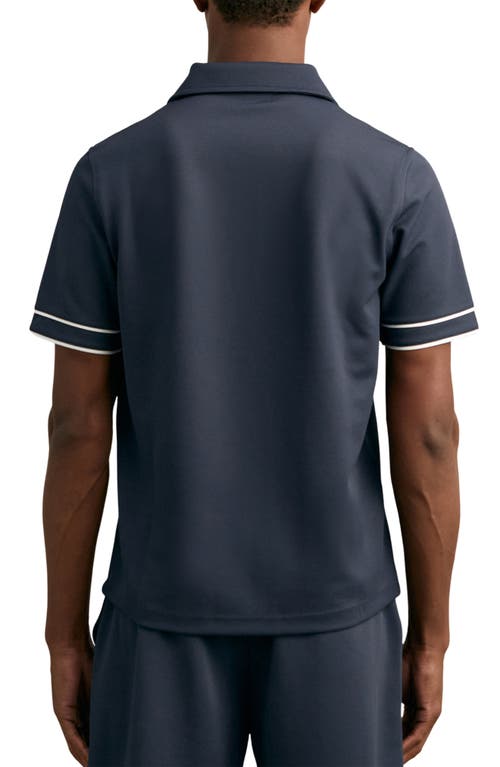 Reiss Zain Tipped Quarter Zip Polo In Blue