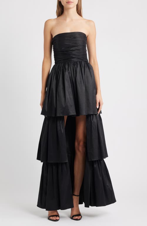 Lulus Rae Tiered Gown In Black