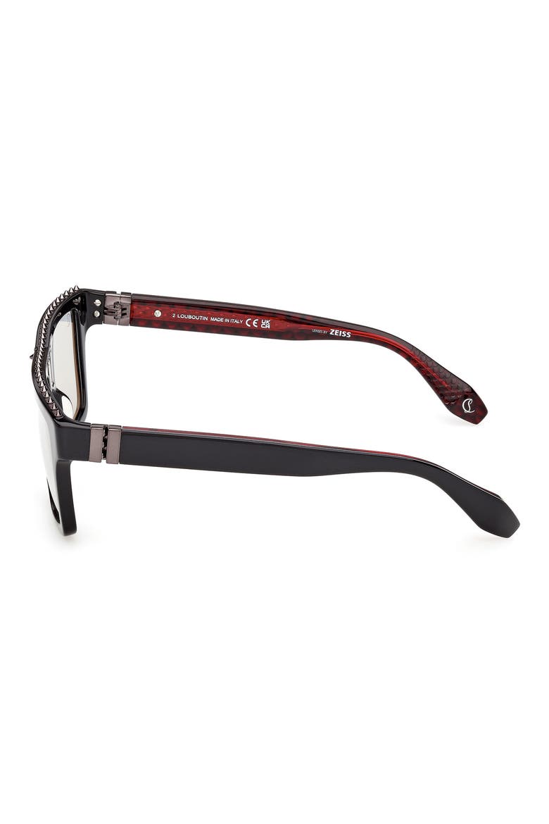 56mm Rectangular Sunglasses, Alternate, color, BLACK OUTSIDE/ RED GUNMETAL