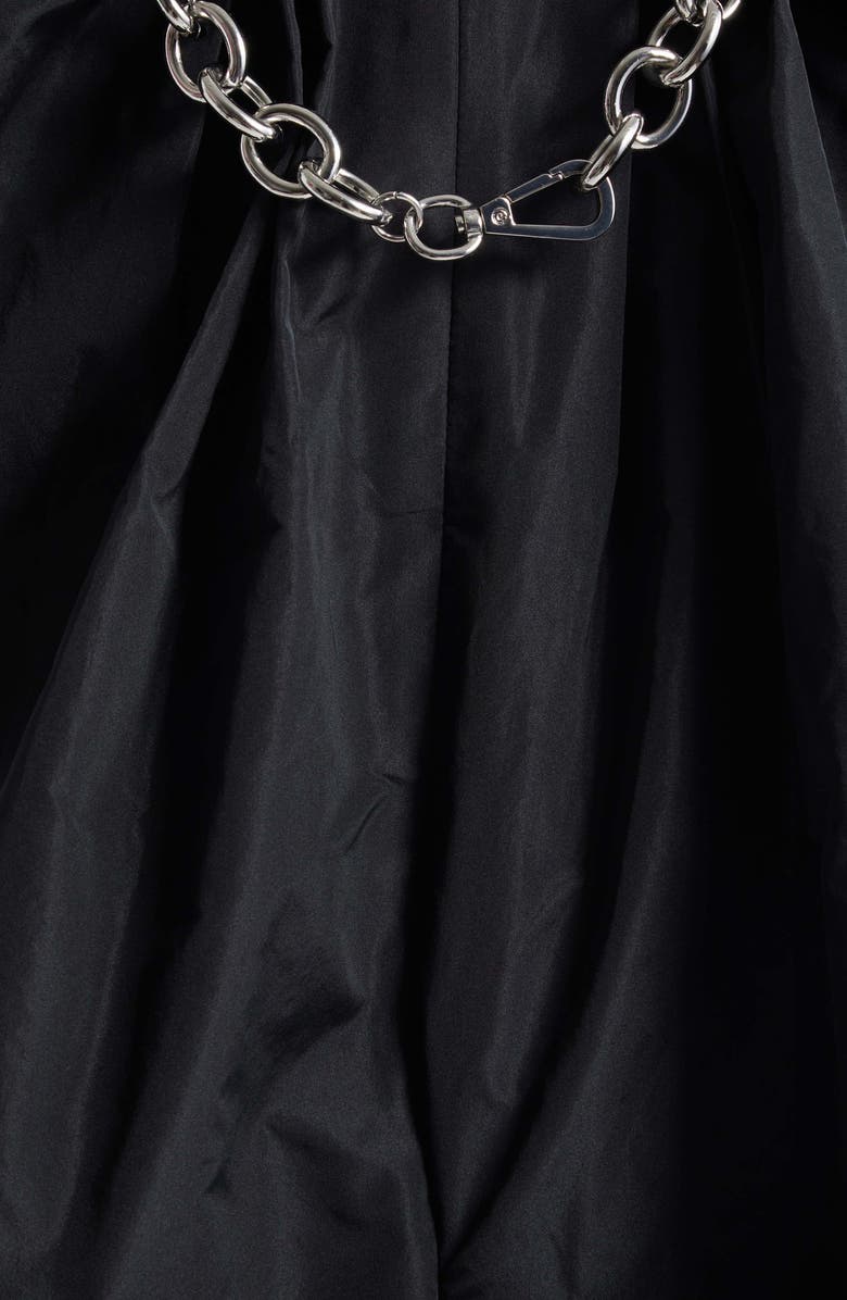 Simone Rocha Fitted Back Ruched Detail Chain Taffeta Maxi Dress, Alternate, color, Black