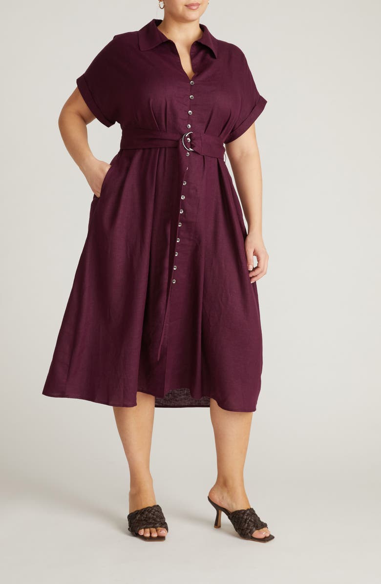 Universal Standard Sandy Linen Blend Shirtdress, Main, color, Acai Purple