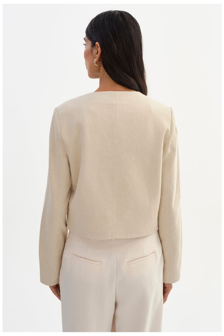 Francina | Linen Twill Collarless Jacket, Alternate, color, Natural