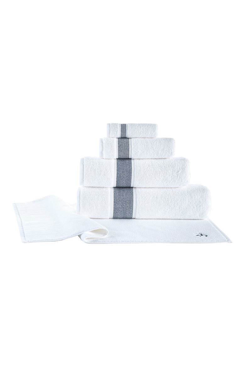Ottoman Rolls 2-Pack Turkish Cotton Bath Towels, Alternate, color, NAVY/WHITE