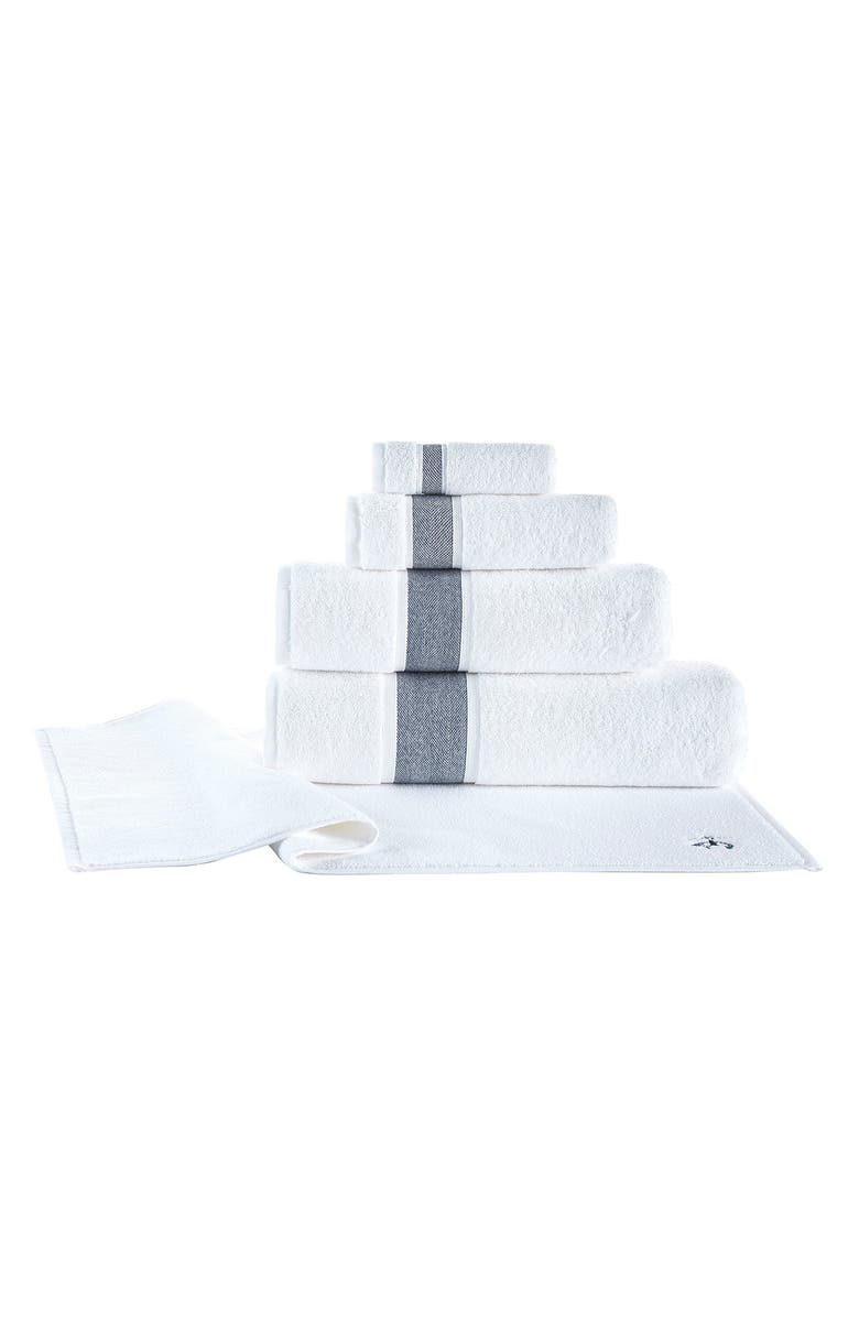 Brooks Brothers Ottoman Rolls 6-Piece Towel Set, Alternate, color, White/ Navy