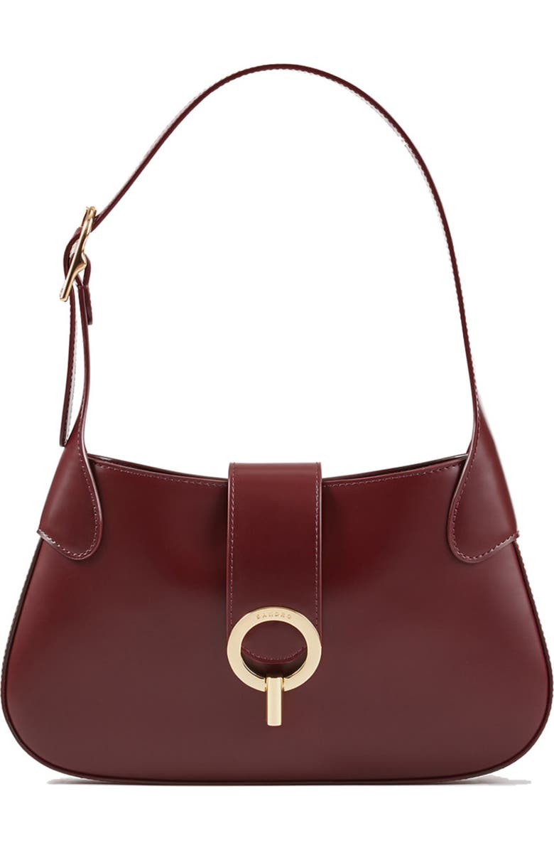 SANDRO Janet bag in certified leather, Main, color, Bordeaux