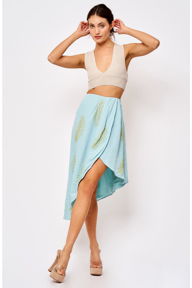 Jennifer Bead Palm Tulip Skirt, Alternate, color, BLUE