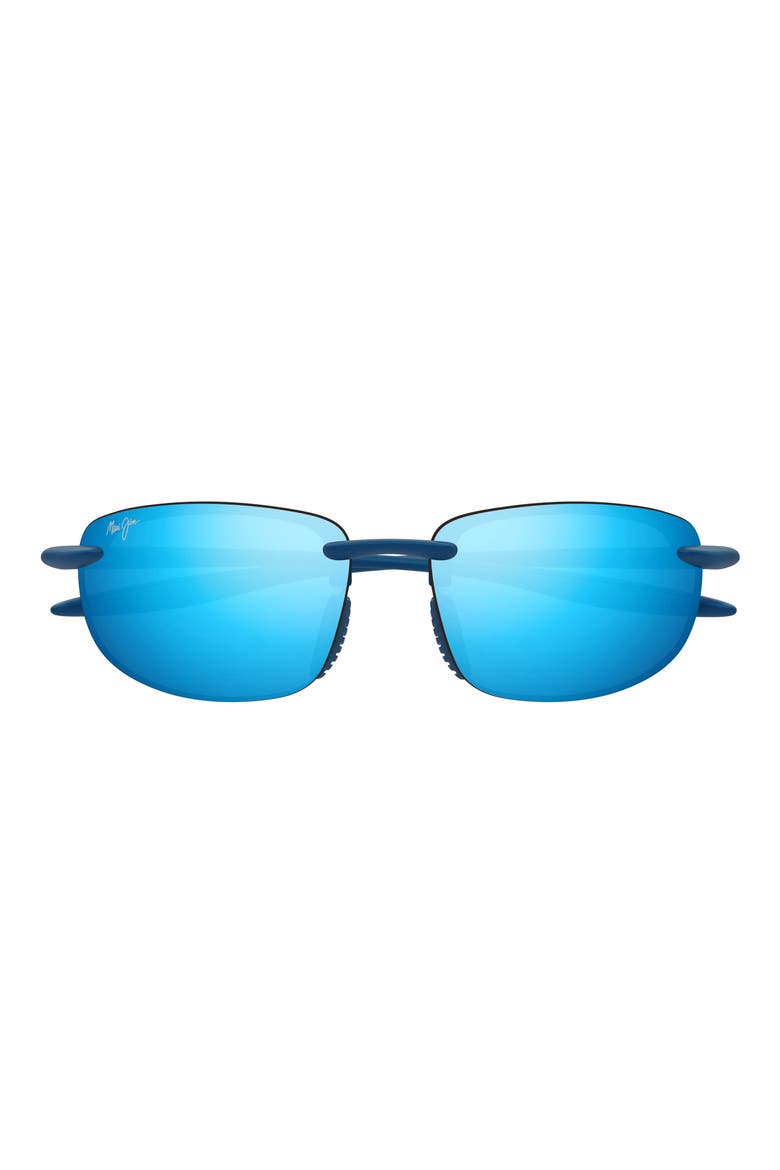 Hookipa 63mm PolarizedPlus®2 Rectangular Sunglasses, Main, color, METAL MATTE BLUE/ BLUE HAWAII