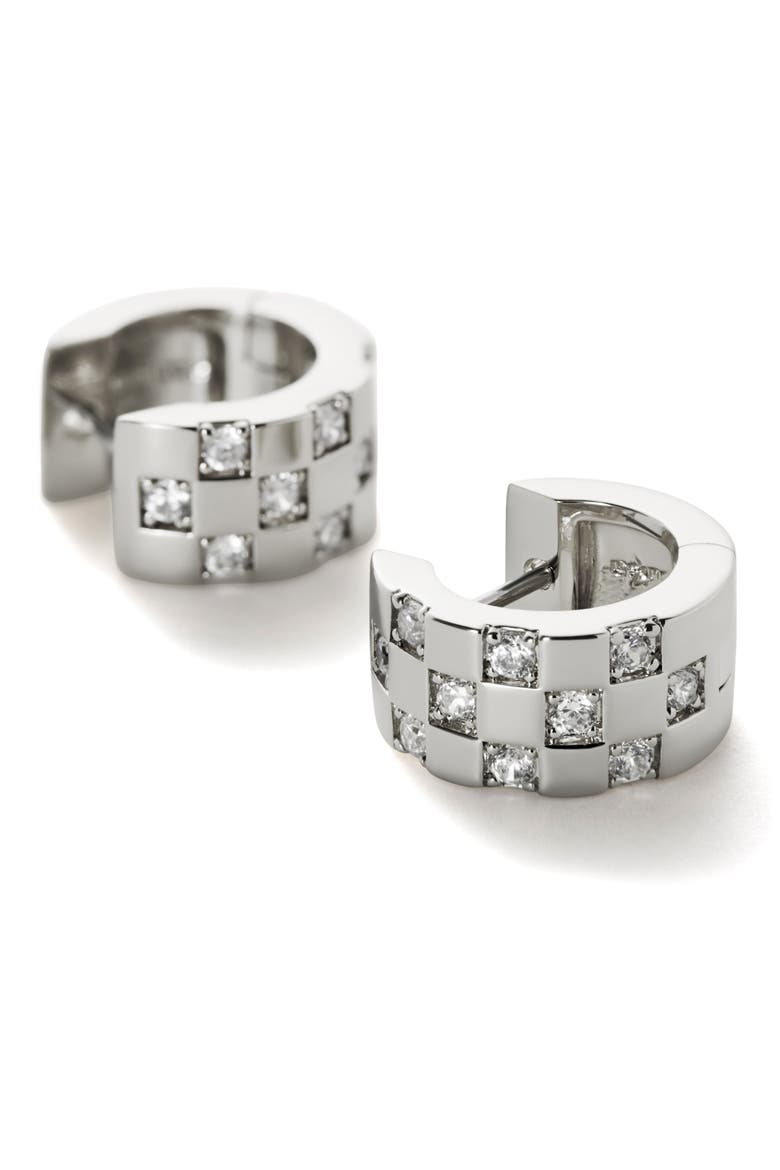 Eden Cubic Zirconia Huggie Hoop Earrings, Alternate, color, SILVER