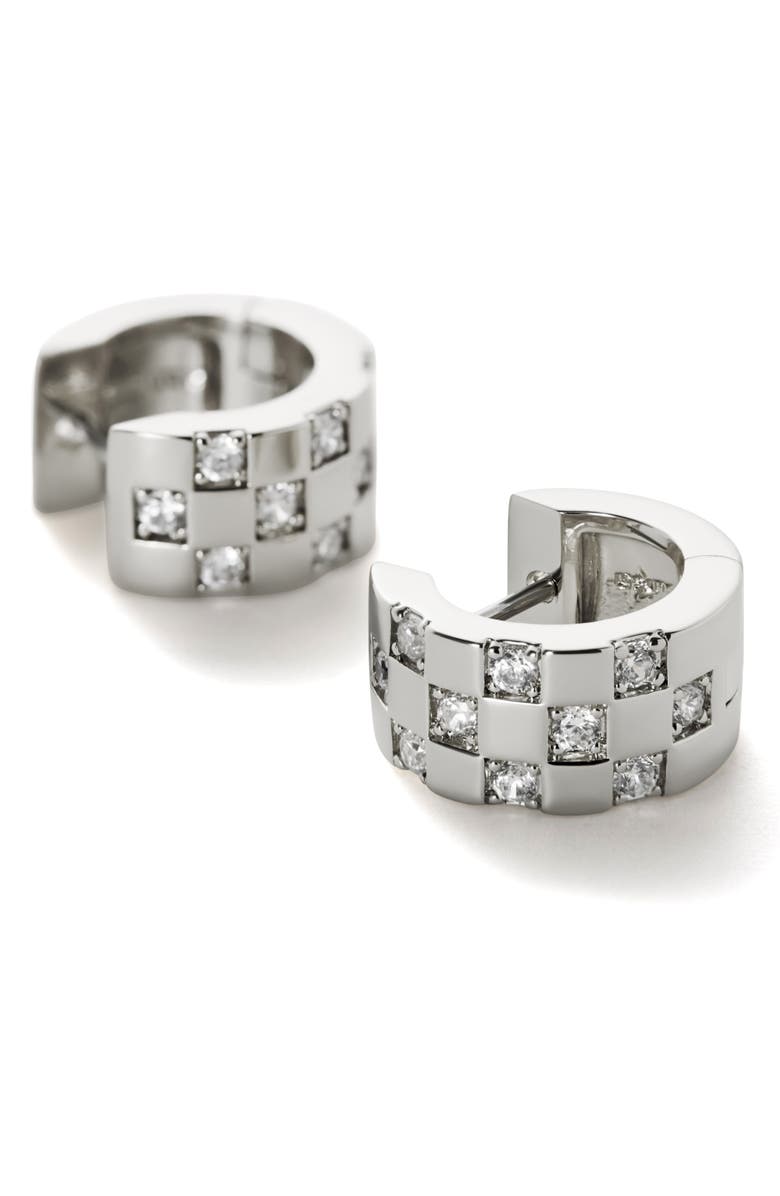 Ana Luisa Eden Cubic Zirconia Huggie Hoop Earrings, Alternate, color, Silver
