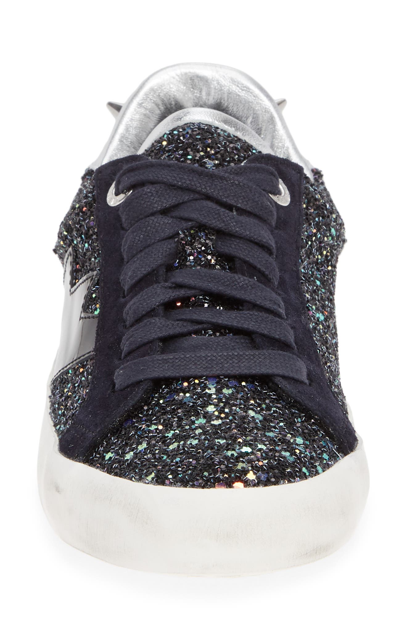 Zadig & Voltaire Used Glitter Lace-Up Sneaker, Alternate, color, 