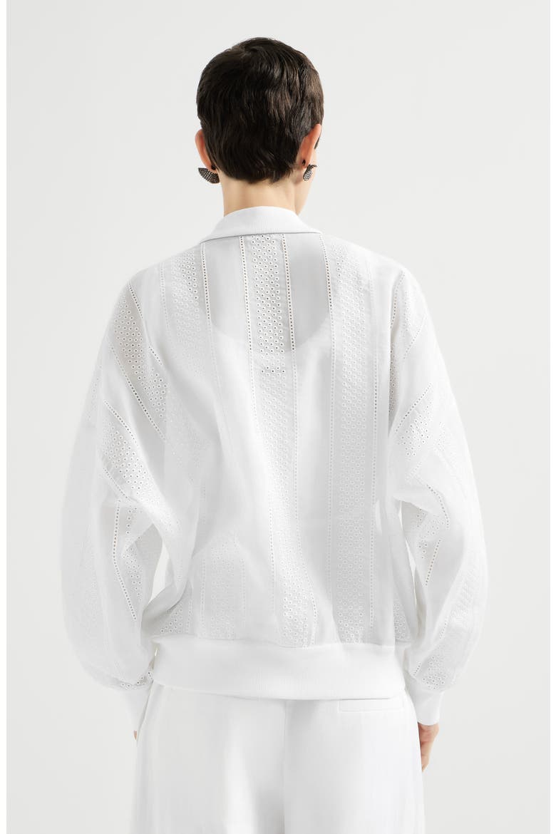 Broderie anglaise bomber jacket, Alternate, color, White