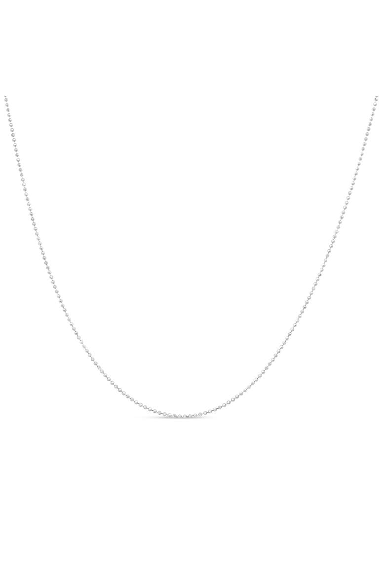 .925 Sterling Silver 0.7mm Slim and Dainty Unisex Inch Ball Bead Chain Necklace, Alternate, color, White