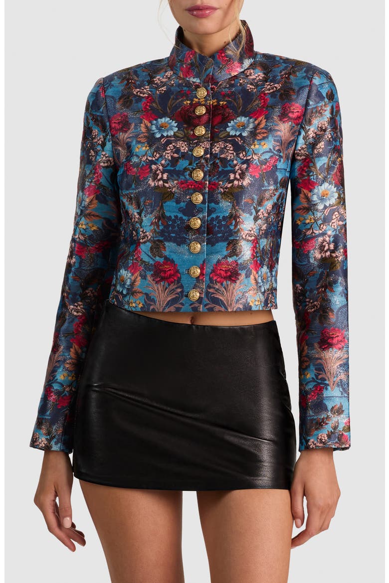 Emerson Jacquard Military Jacket, Main, color, HEARTSTRINGS MINERAL BLUE