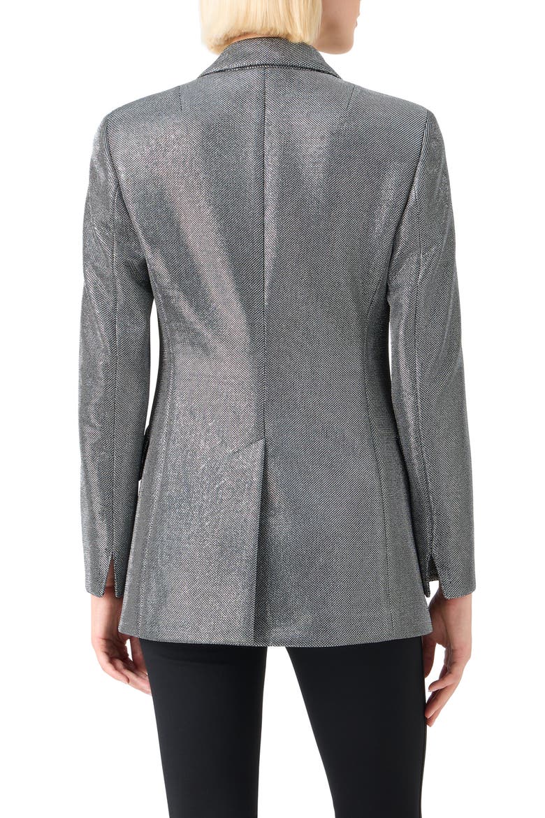 Metallic Bird's Eye Knit Blazer, Alternate, color, BRUSHED STEEL