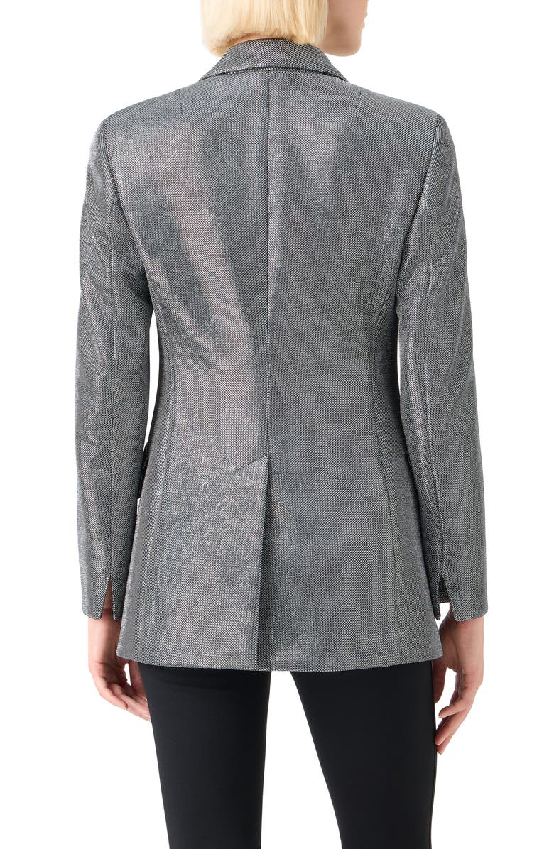 Akris punto Metallic Bird's Eye Knit Blazer, Alternate, color, Brushed Steel