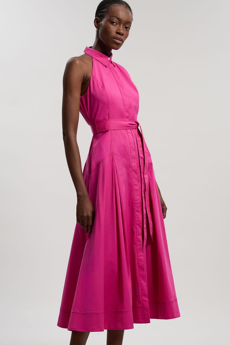 Cotton Halter Midi Shirt Dress, Alternate, color, Fuchsia