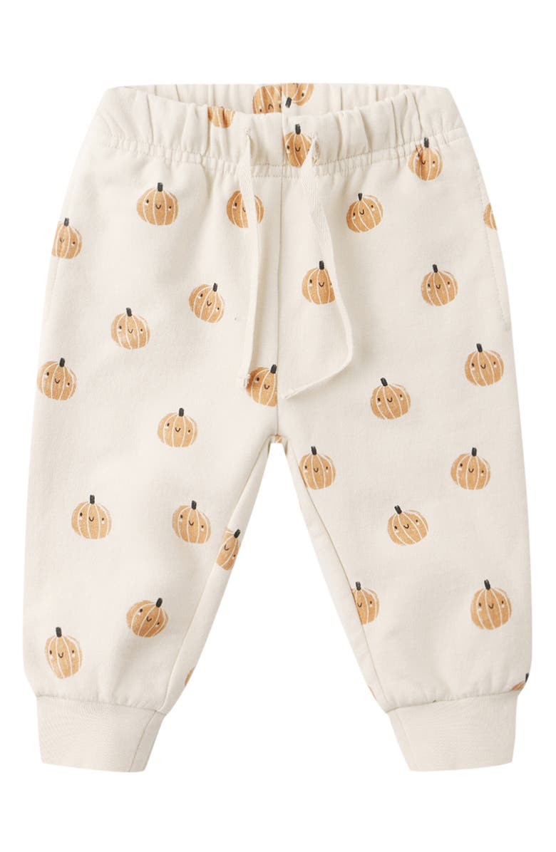QUINCY MAE Pumpkin Print Cotton Joggers, Main, color, Natural