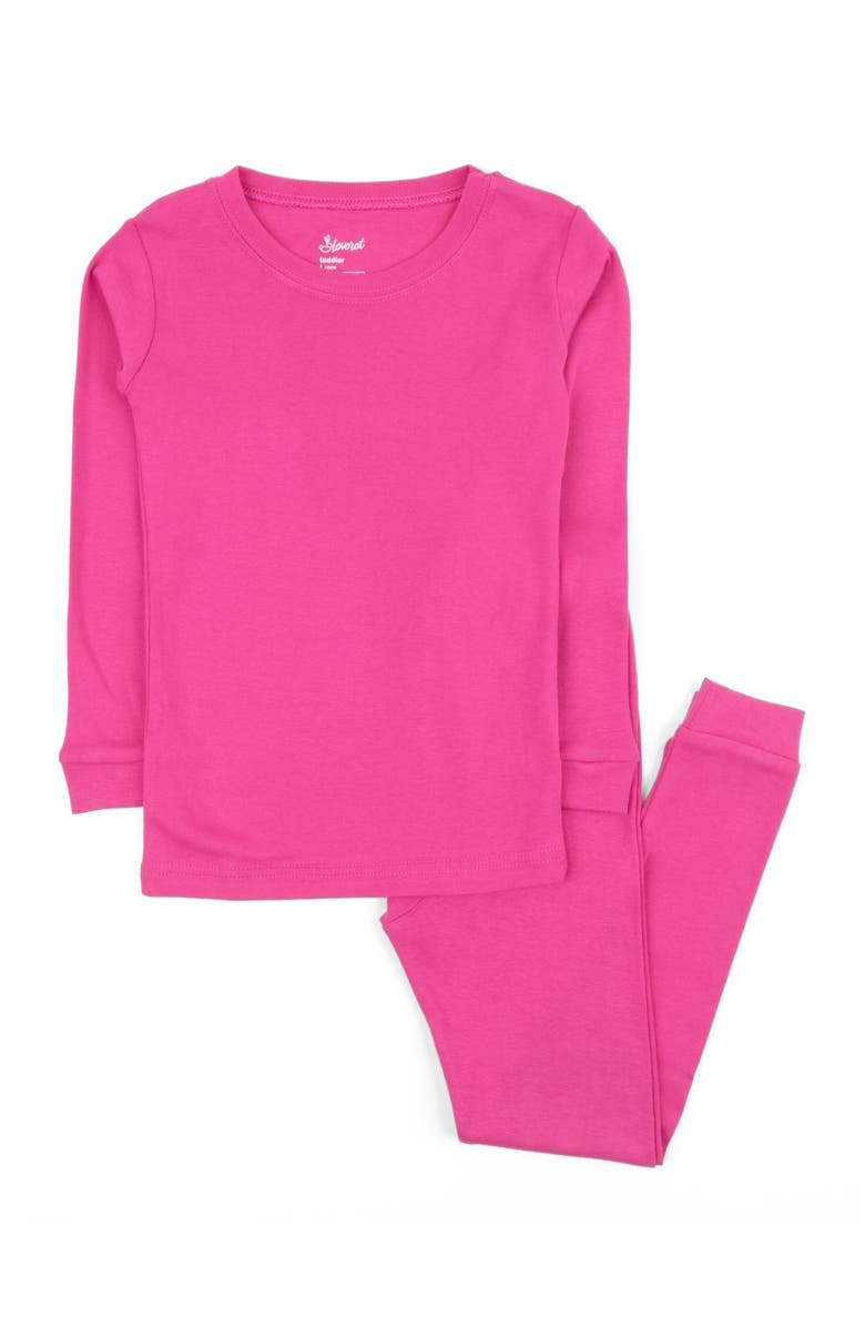 Leveret Kids Two-Piece Solid Cotton Matching Family Pajamas, Alternate, color, Hot Pink