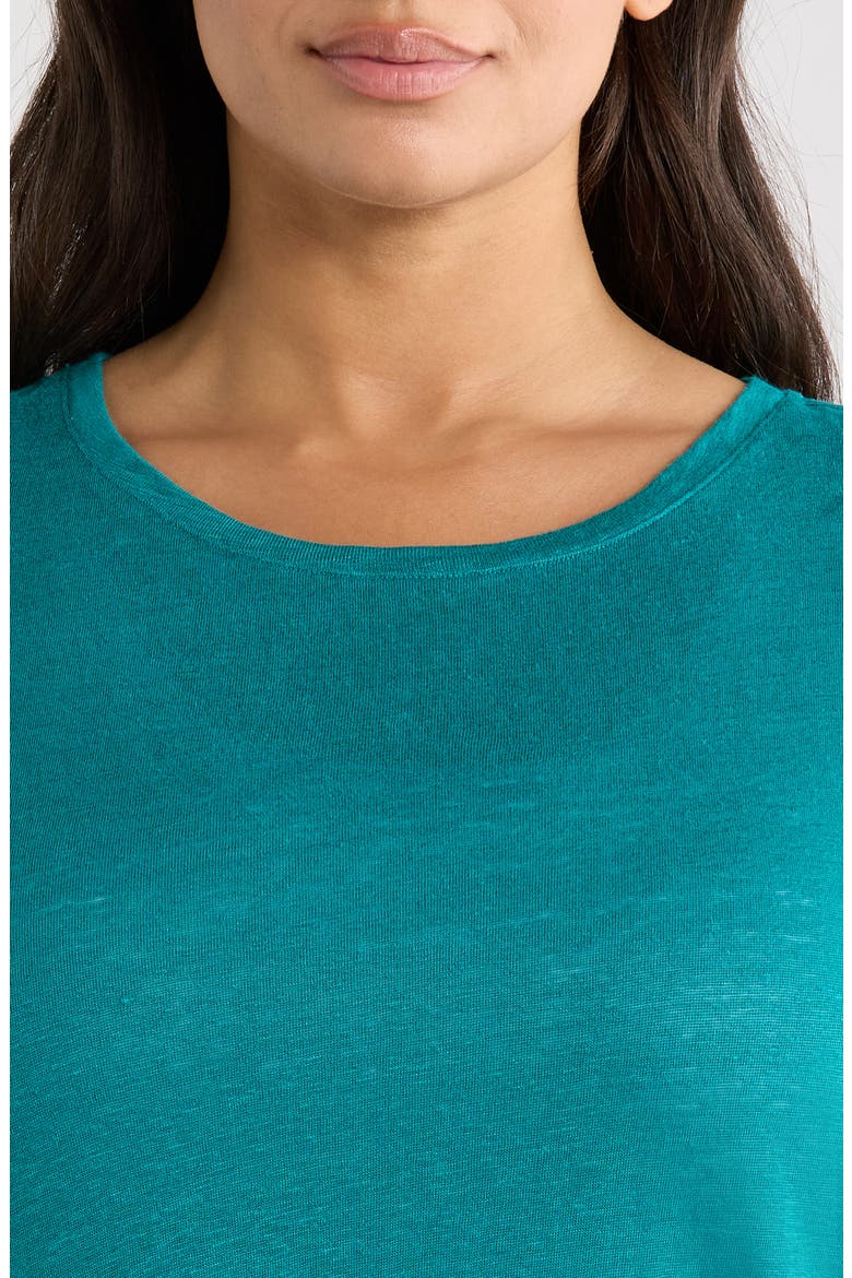 Organic Linen Crewneck T-Shirt, Alternate, color, TEAL