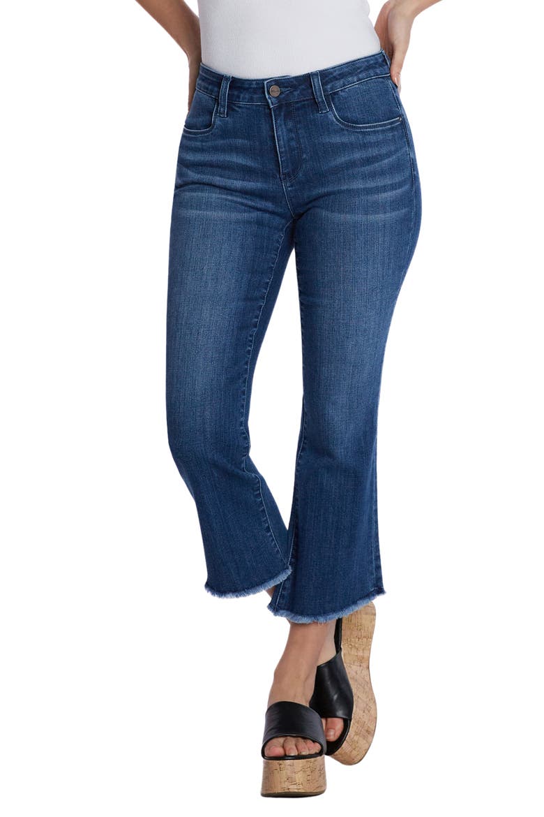 Crop Raw Hem Flare Jeans, Main, color, MIST BLUE