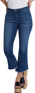 HINT OF BLU Crop Raw Hem Flare Jeans