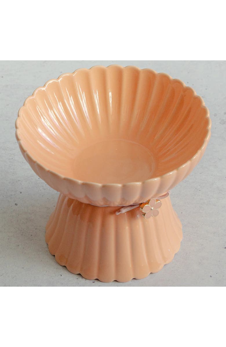 Dexypaws Elevated Ceramic Flower Cat Bowl, 8.45oz, Alternate, color, Pink