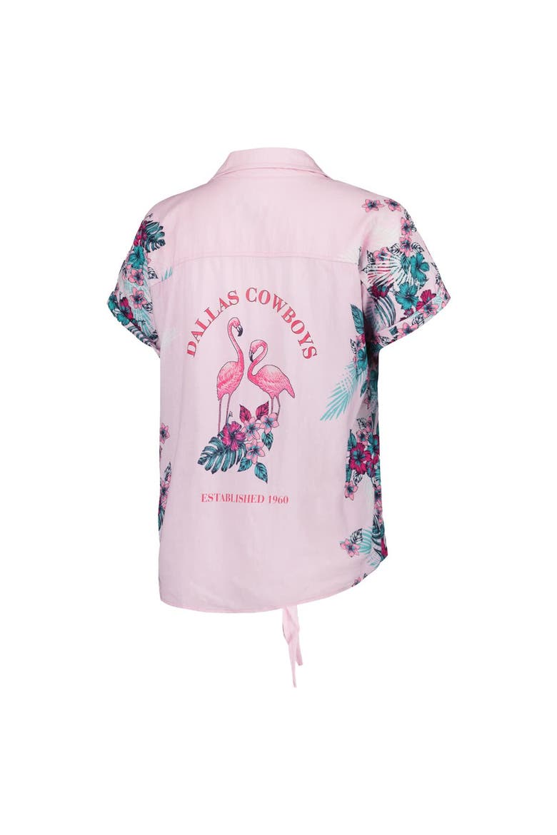 Women's Margaritaville Pink Dallas Cowboys Stadium Tie-Front Button-Up Shirt, Alternate, color, Pink