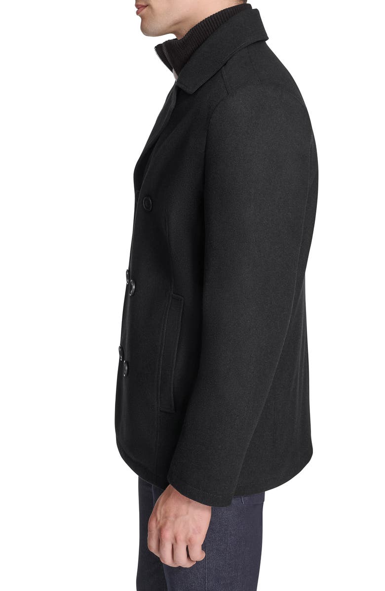 Kenneth Cole New York Classic Wool Peacoat, Alternate, color, Black