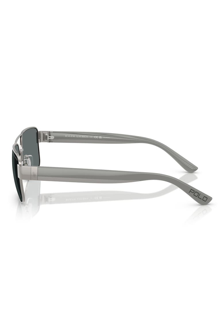 58mm Polarized Rectangle Sunglasses, Alternate, color, BRUSHED GUNMETAL / DARK GREY