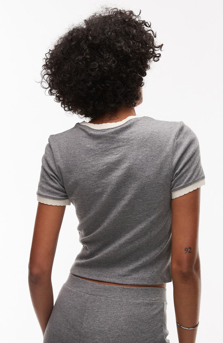 Topshop Everyday Fitted Lettuce Edge Cotton Blend T-Shirt, Alternate, color, Grey