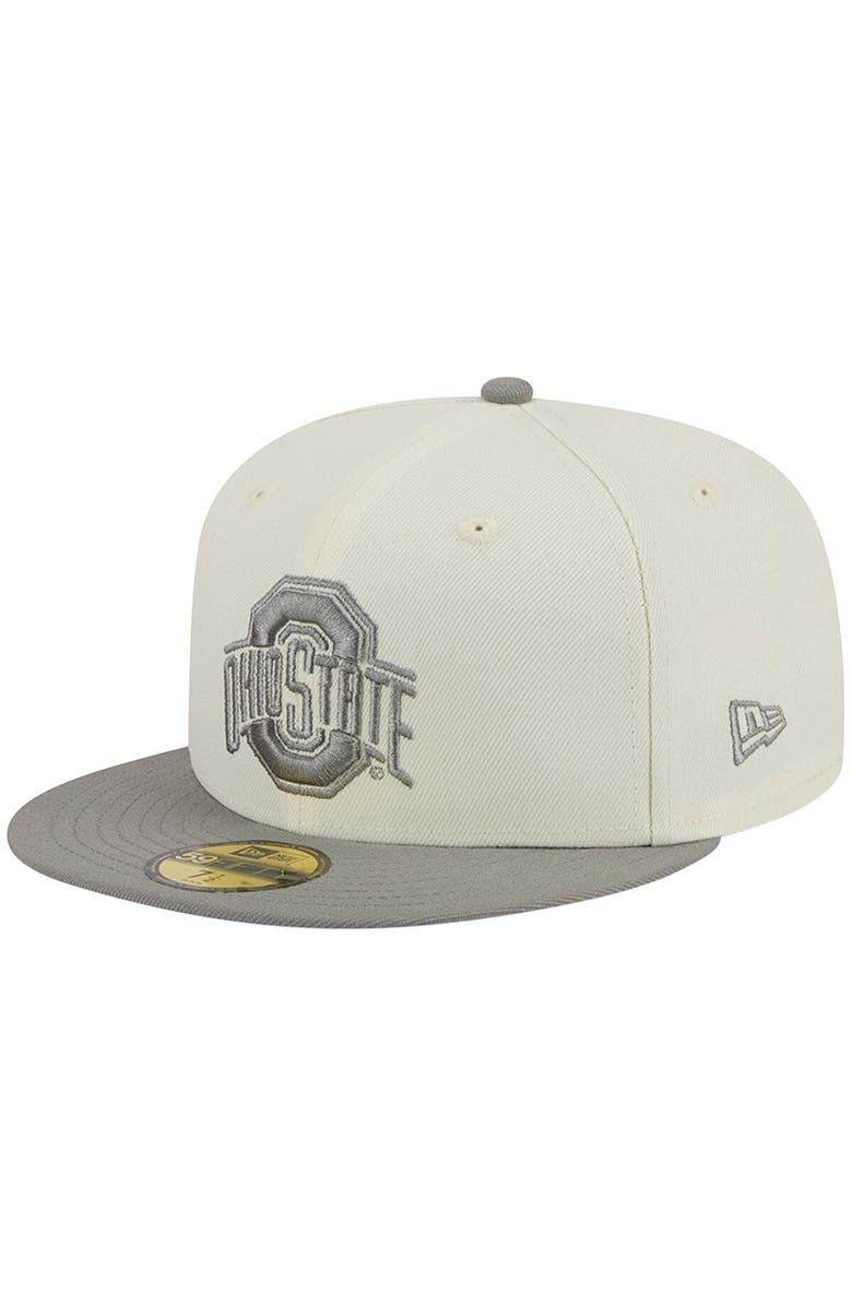 New Era Men's New Era Stone/Gray Ohio State Buckeyes Chrome & Concrete 59FIFTY Fitted Hat, Alternate, color, 