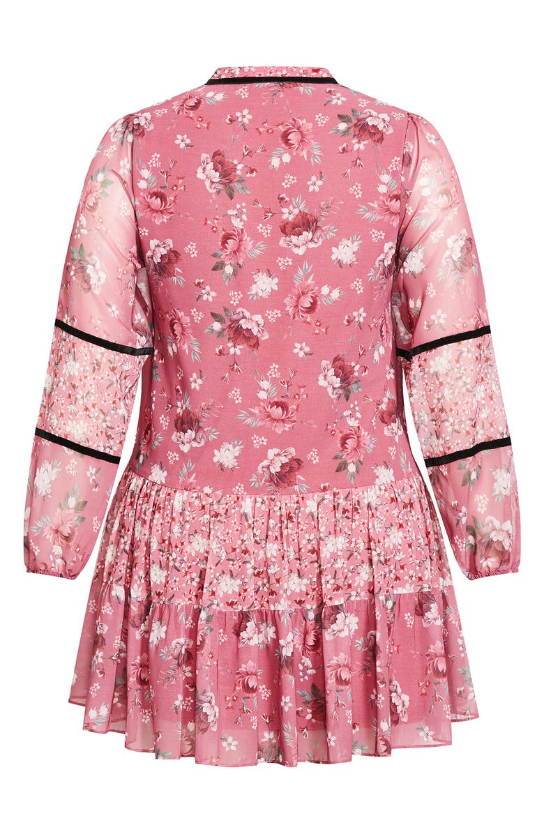 City Chic Laura Mixed Floral Print Long Sleeve Dress, Alternate, color, 