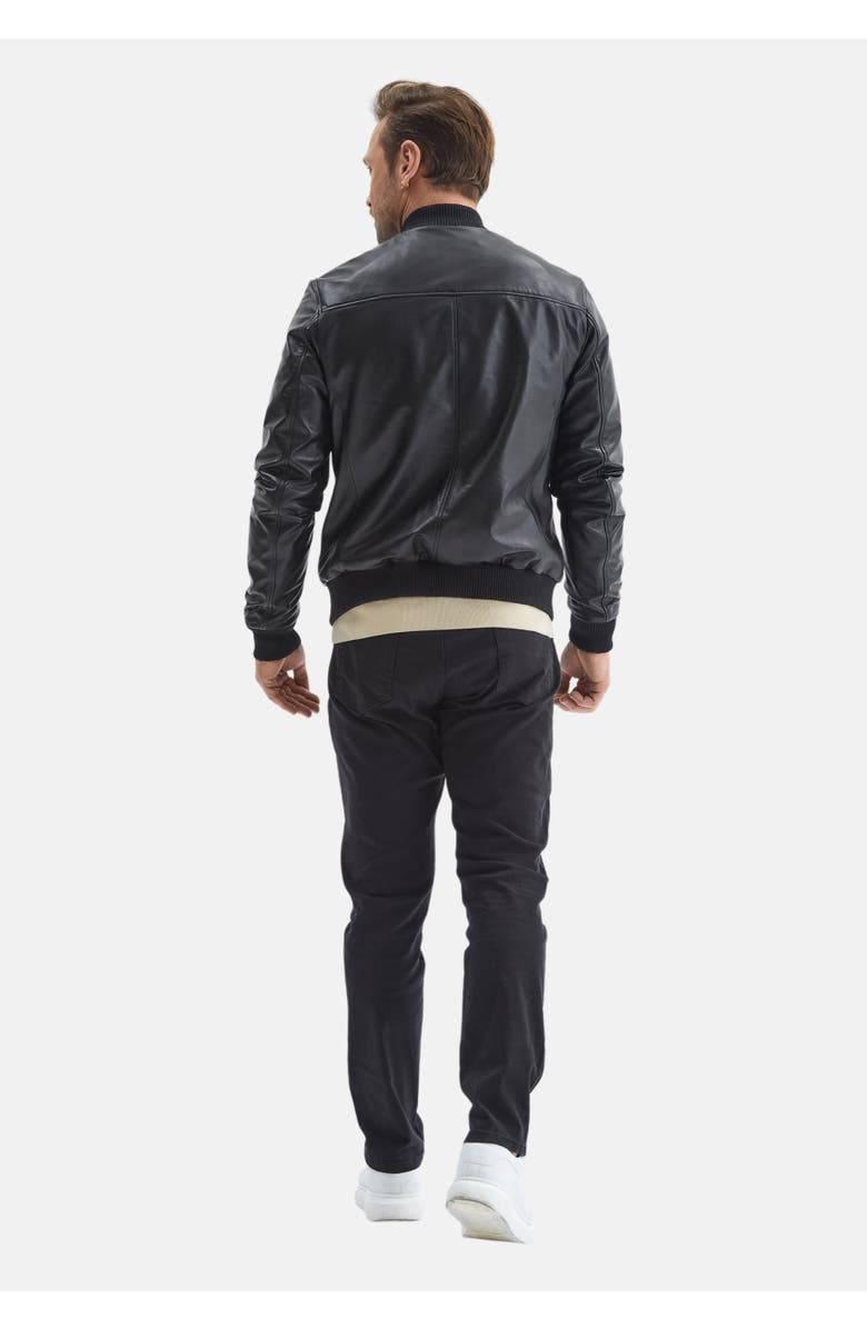 Furniq UK Jasper Leather Jacket, Alternate, color, Black