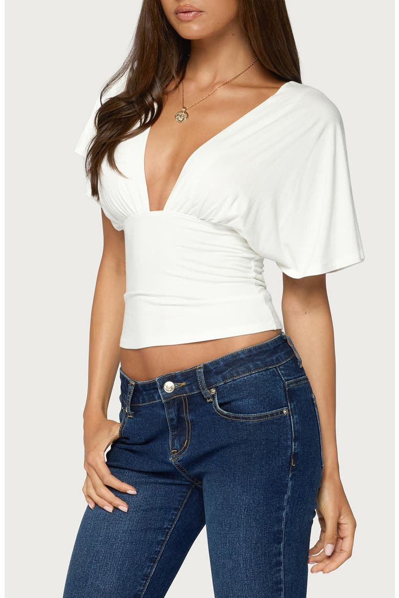 Betee Flutter Plunge Neck Top, Alternate, color, CREAM