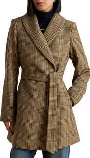 Lauren Ralph Lauren Plaid Wool Wrap Coat