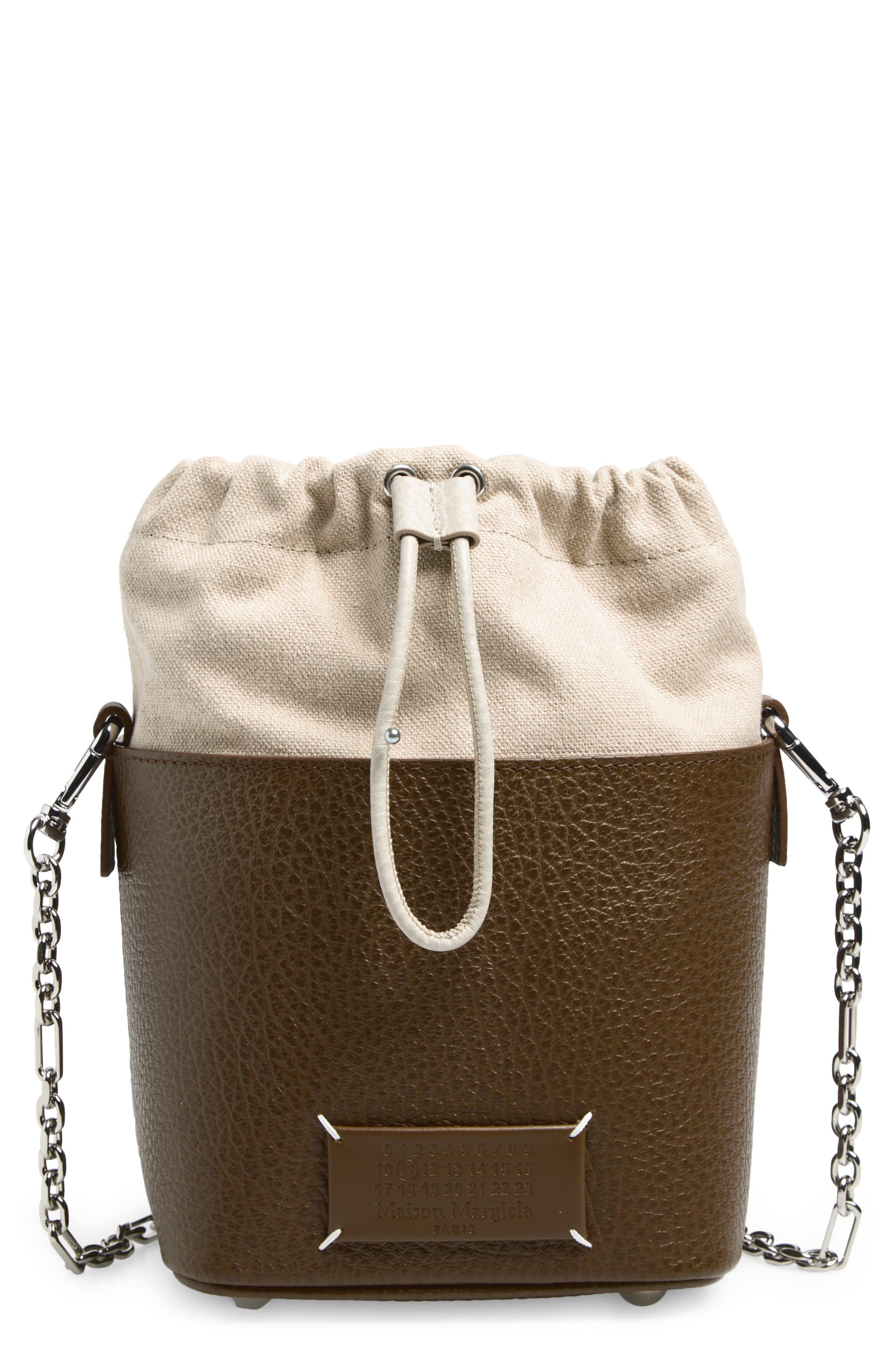 Maison Margiela Small 5AC Leather Bucket Bag, Main, color, Field/ Stone