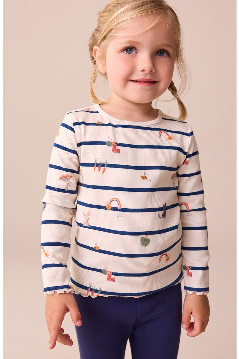Kids' Stripe Long Sleeve Cotton T-Shirt, Alternate, color, NEUTRAL
