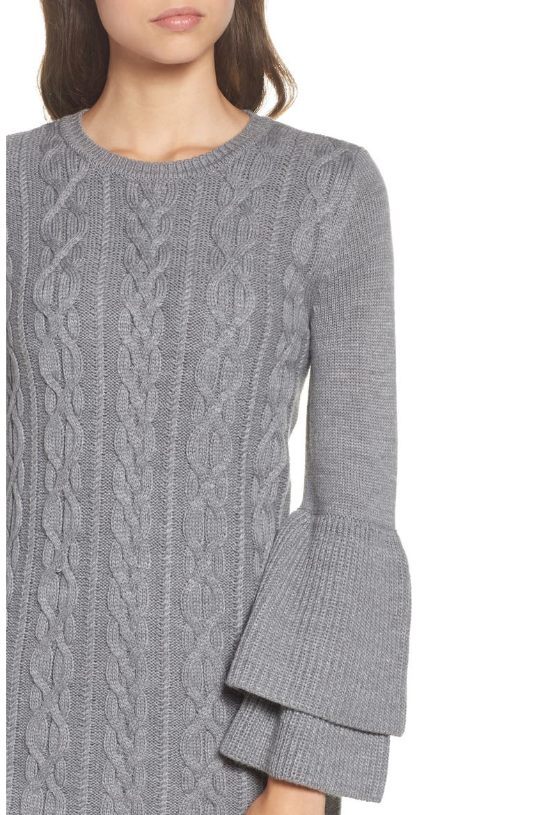 Mixed Cable Sweater Dress, Alternate, color, GREY