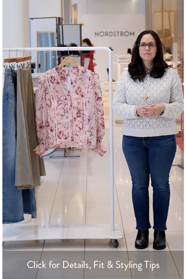 Arlette Lace Trim Floral Satin Burnout Shirt video