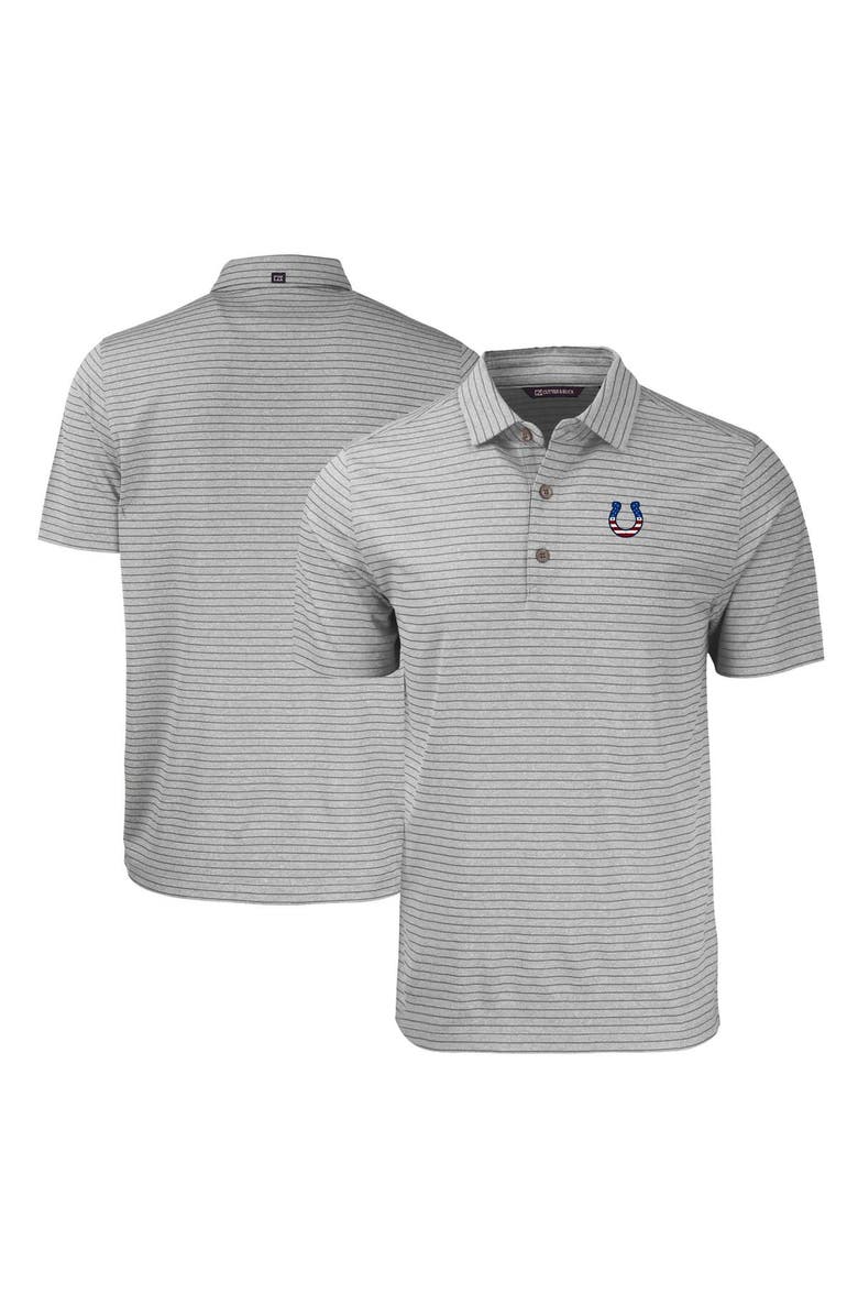 Cutter & Buck Men's Cutter & Buck Heather Gray Indianapolis Colts Big & Tall Americana Forge Eco Heather Stripe Stretch Recycled Polo, Alternate, color, 